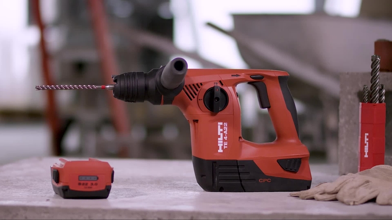 Product video of Hilti's cordless rotary hammer TE 4-A22