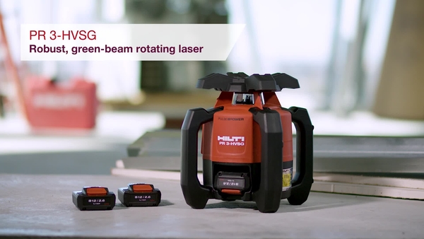 Product video of Hilti's green beam rotating laser PR 3-HVSG