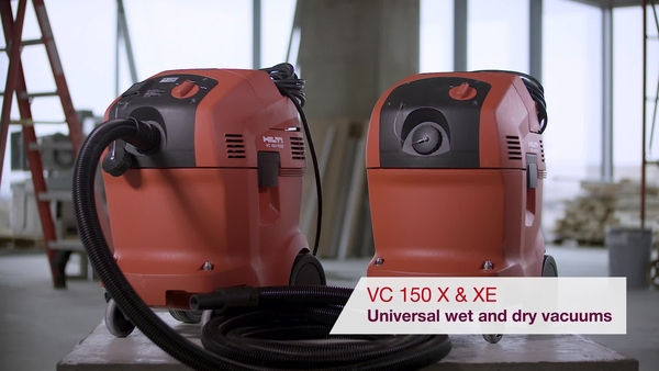 Product video of Hilti's universal wet and dry vacuum cleaners VC 150-6/10 X and VC 150-6/10 XE