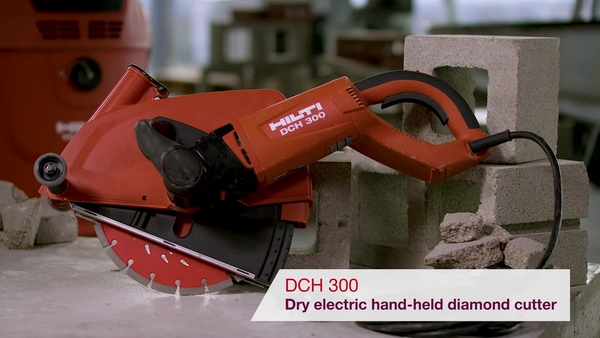 Product video of Hilti's dry electric hand-held diamond cutter DCH 300