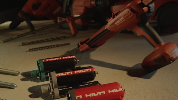 Hilti HDI+ drop-in anchor system with stop drill bit and automatic setting tool