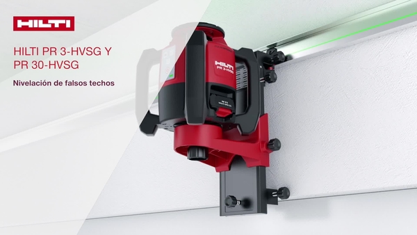 Vídeo de instrucciones que muestra paso a paso cómo puedes utilizar nuestros láseres rotativos verdes PR 3-HVSG y PR 30-HVSG para el nivelado horizontal de techos suspendidos.