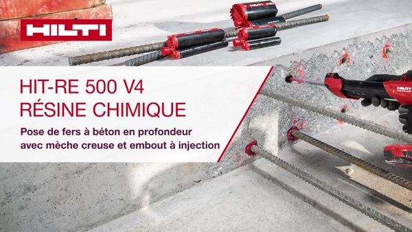 RE 500 V4, installation sur sol/mur avec mèche creuse.