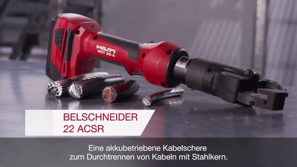 Einfaches einhändiges Zuschneiden von ACSR-Kabeln mit dem NCT 25-A.