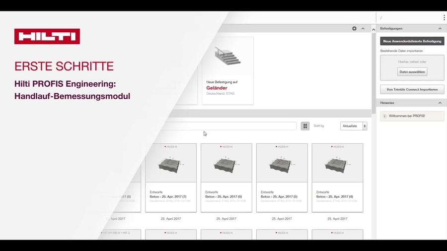 How to use Hilti PROFIS Engineering Suite for handrail fixing