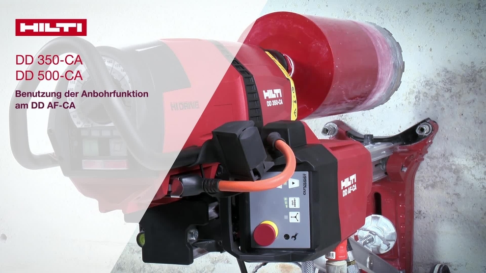 Anwendungsanleitung für die Anbohrfunktion des Automatischen Vorschubs DD AF-CA von Hilti zum Bohren kleiner oder großer Durchmesser mit dem Kernbohrsystem DD 350-CA oder DD 500-CA