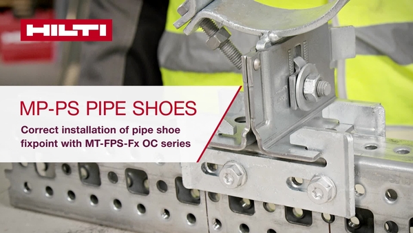 How to use the Hilti MT-FPS-Fx OC Series, the new adjustable fixpoint / anchor point connectors for MT-System in combination with MP-PS pipe shoes