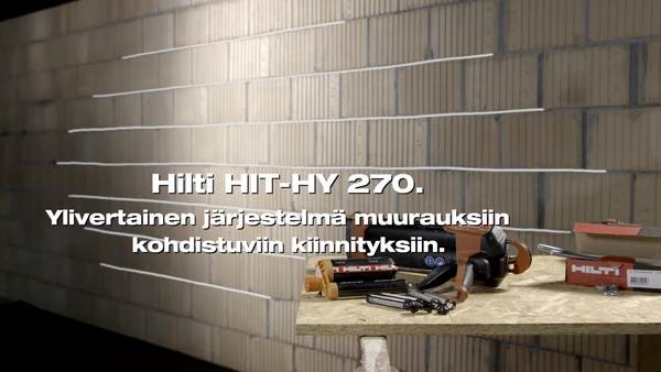 HIT-HY 270 - Kiinnitys muuraukseen HDM-puristimella.