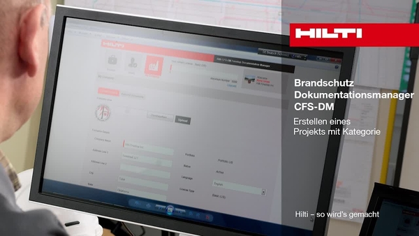 Brandschutz-Dokumentationsmanager CFS-DM – Erstellen eines Projekts mit Kategorien.