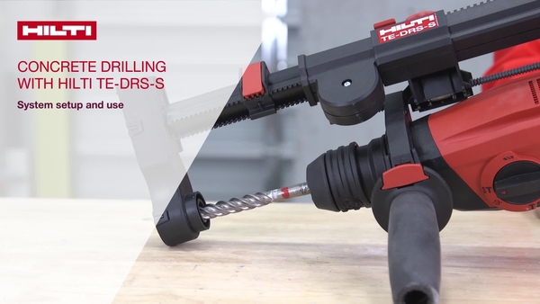 Vidéo d'instructions sur la configuration et l'utilisation du système d'aspiration de poussière Hilti DRS-S sur les perforateurs-burineurs Hilti.