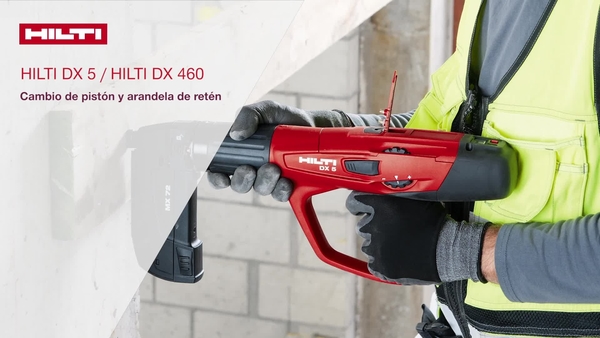 Vídeo de instrucciones acerca de cómo reemplazar la arandela y el pistón usados de las herramientas de fijación directa con pólvora de DX 5 y DX 460