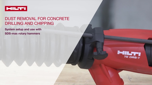 Vidéo didactique sur la configuration et l'utilisation du système de dépoussiérage Hilti DRS-Y sur les perforateurs-burineurs Hilti.