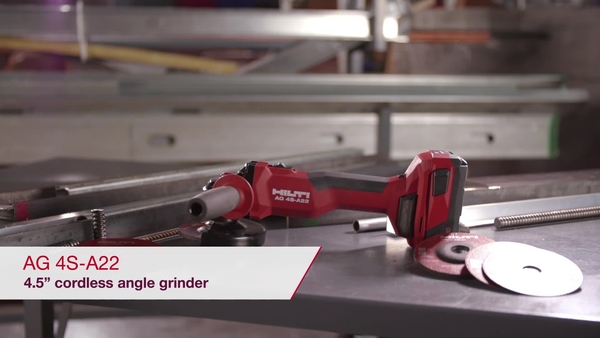 Product video of Hilti's AG 4S-A22 cordless angle grinder in English. 