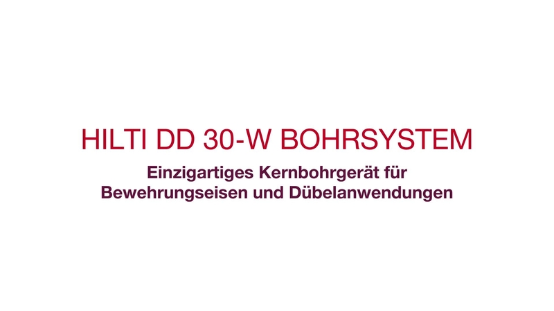 Produkt-Werbefilm: Der DD 30-W ist ein einzigartiges Diamantbohrgerät für eine breite Palette an Dübelanwendungen und dank Top-Spin-Technologie für schnellere Bohrungen in Bewehrungen geeignet.