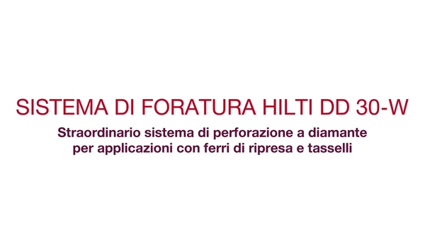 Video prodotto promozionale: DD 30-W è un attrezzo di foratura diamantato unico per applicazioni di ancoraggio e con tecnologia top spin per una foratura più veloce attraverso ferri di armatura. CH-IT