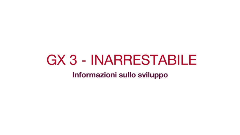 GX 3 - Inarrestabile. Informazioni sullo sviluppo. Video promozionale che mostra lo sviluppo dell'attrezzo GX 3, inclusa la sua resistenza al tempo freddo e la sua tecnologia anti-inceppamento