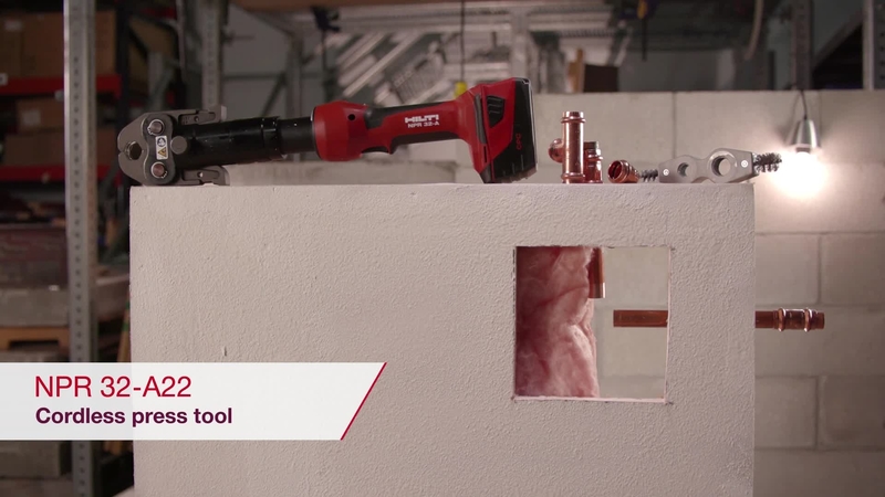 Product video of Hilti's NPR 32-A22 cordless press tool.