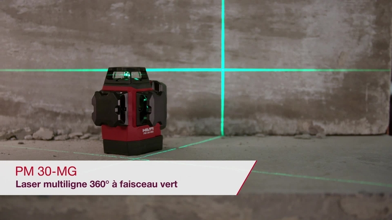 VIDÉO PROMOTIONNELLE présentant les principales caractéristiques du laser multidirectionnel à faisceau vert PM 30-MG.