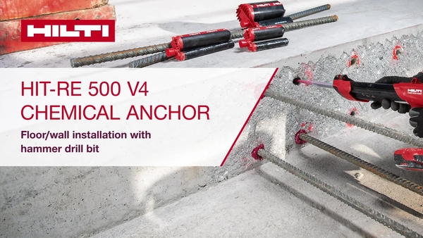 Installazione a pavimento/parete RE 500 V4 con punta per perforatori.