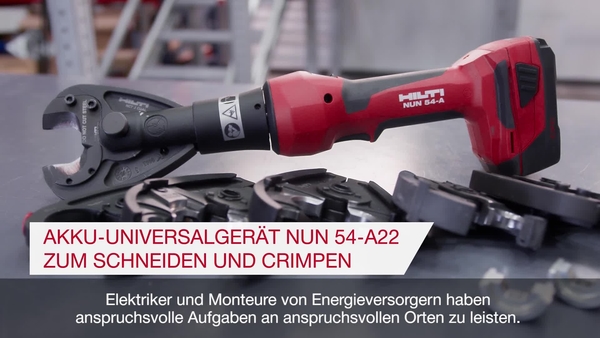 Erfahren Sie, wie Mitarbeiter von Versorgungsunternehmen und Elektriker mit dem Hilti NUN 54-A flexibel zwischen Crimp- und Schneidanwendungen wechseln können.