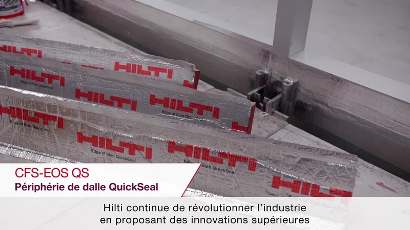 Product video of Hilti's CFS-EOS QS for edge of slab firestopping in French.
