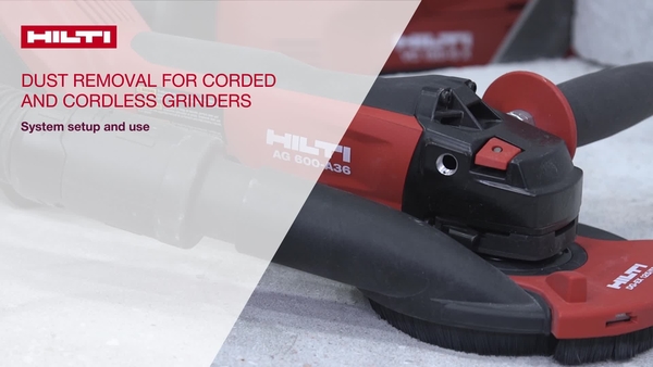 Instructional video on how to set up and use the dust removal accessories with Hilti corded and cordless grinders.