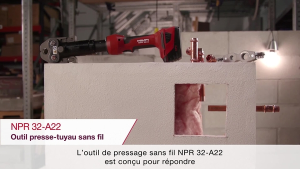 Product video of Hilti's NPR 32-A22 cordless press tool in French. 