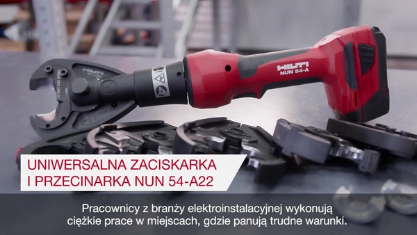 Zobacz, jak Hilti NUN 54-A można z łatwością stosować do zaciskania lub cięcia, w zależności od potrzeb pracowników wszechstronnych oraz elektryków.