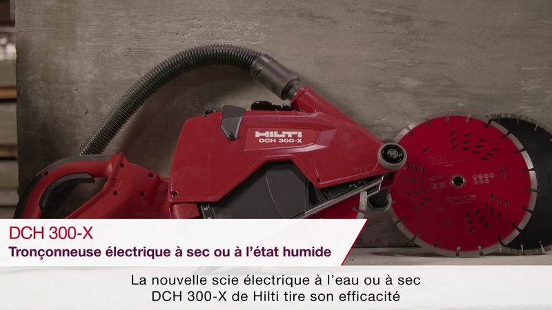 Product video of Hilti's DCH 300-X wet and dry electric cutter in French