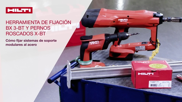 Fijación de sistemas de soporte modulares en acero con el sistema Bx 3-BT y el perno roscado X-BT-MR.