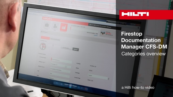 Firestop Documentation Manager CFS-DM - Kategorioiden yleiskatsaus.