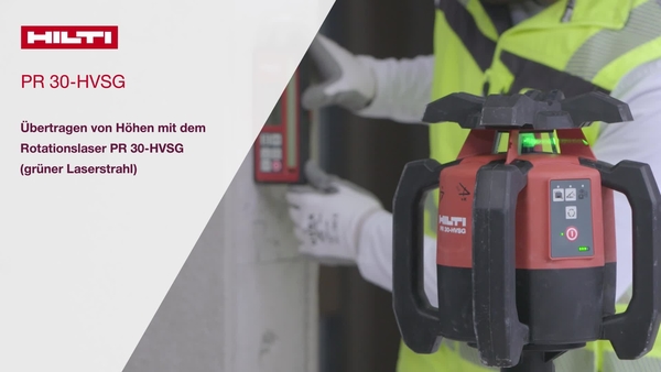 Lehr- und Anleitungsvideo: Übertragung von Höhen mit dem grünen Rotationslaser PR 30-HVSG
