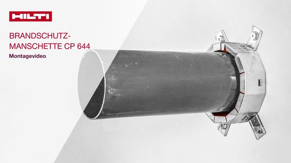 Dieses Video zeigt, wie Sie die Hilti CP 644 Brandschutzmanschette richtig gemäss DIN-Zulassung installieren. 