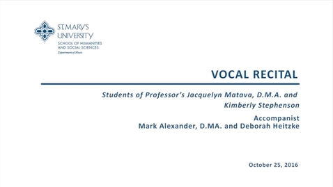 Thumbnail for Vocal Recital--October 25, 2016