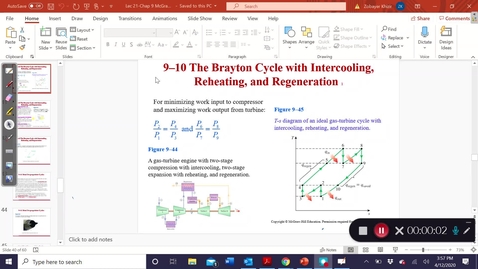 Thumbnail for 9.10 Brayton cycle with regeneration,intercooling and reheating