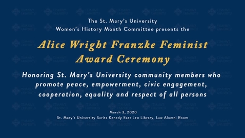 Thumbnail for Alice Wright Franzke Feminist Award Reception--March 3, 2020