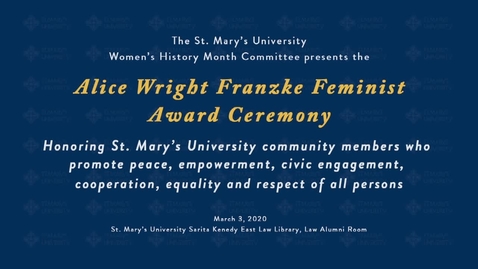 Thumbnail for entry Alice Wright Franzke Feminist Award Reception--March 3, 2020