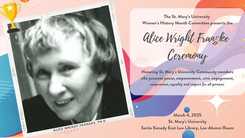 Thumbnail for 2025 Alice Wright Franzke Feminist Award Ceremony • March 4, 2025