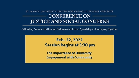 Thumbnail for entry TUESDAY, FEB. 22  3:30 p.m. | The Importance of University Engagement with Community