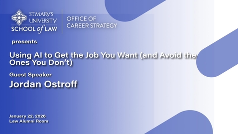 Thumbnail for January 22, 2026 •  Using AI to Get the Job You Want (and Avoid the Ones You Don’t)