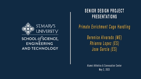 Thumbnail for entry 2023 Engineering Senior Design Project Presentations / May 2, 2023  / 5. Primate Enrichment Cage Handling