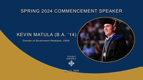 Thumbnail for Spring 2024 Commencement Speaker • Kevin Matula (B.A. ' 14)
