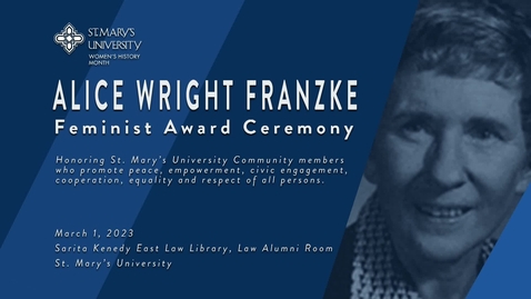 Thumbnail for entry 2023 Alice Wright Franzke Feminist Award Ceremony - March 1, 2023