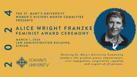 Thumbnail for 2024 Alice Wright Franzke Feminist Award Ceremony • March 1, 2024