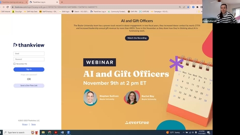 Thumbnail for LAGO Training Session - 11/27/2023 - Thankview Training &amp; Walkthrough with Sara Fetherolf (donor engagement)