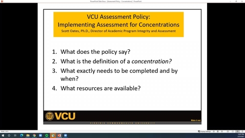 Thumbnail for entry VCU Assessment Policy:  Assessment and Concentrations 