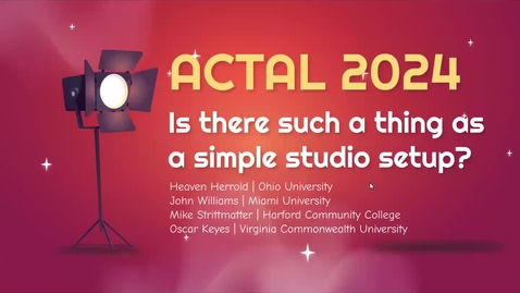 Thumbnail for Session 3 | (Panel) Is there such a thing as a simple studio setup?