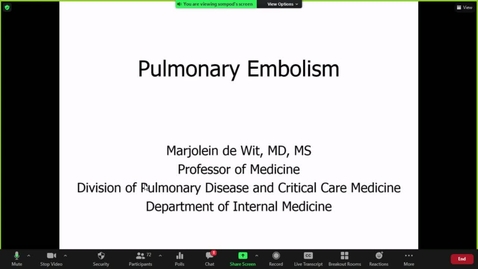 Thumbnail for entry 210927 - M2 - 9am - PULM - Pulmonary Embolism - de Wit/Phillappa