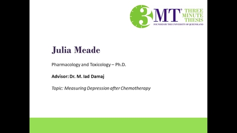 Thumbnail for entry Julia Meade - Measuring Depression After Chemotherapy: VCU 3MT Competition