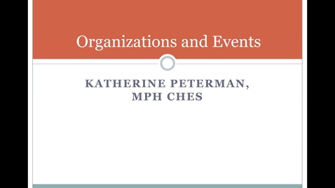 Thumbnail for EPI orientation: Organizations and Events